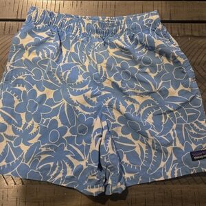 Patagonia Light Blue and White Patterned Shorts